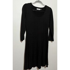 Calvin Klein Black Knit Block Quilted Body 3/4 Sleeve Career Party Dress Size 8